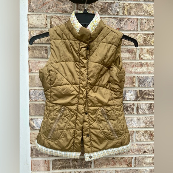 Wet Seal Jackets & Blazers - Y2K Wet Seal Brown/Olive Green Mixed Print Trim Puffer Sleeveless Vest XS